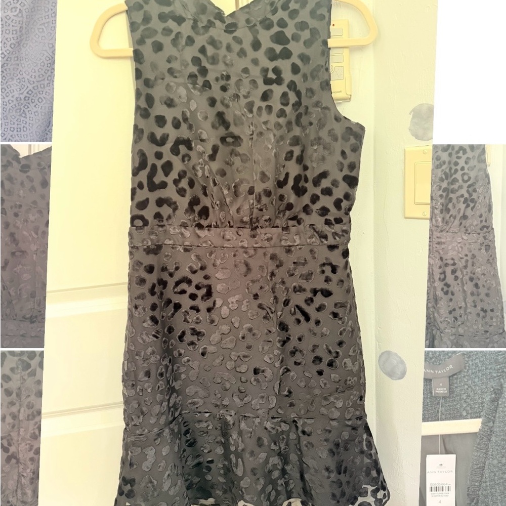 Ann Taylor Black Leopard-Print Midi Dress
